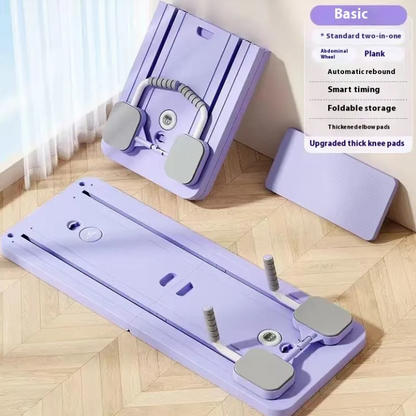 Grey folding household abdominal wheel fitness board for core workouts and abdominal exercises.