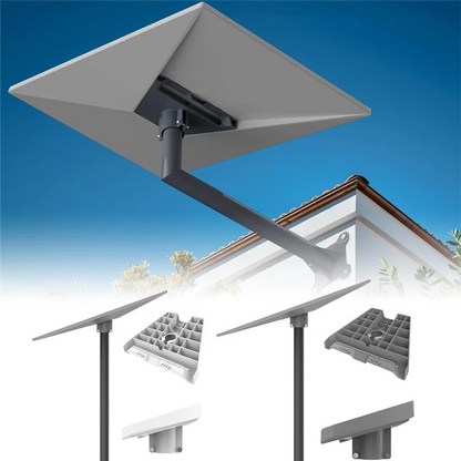 Wall-mounted grey Star Link Gen 3 adapter satellite bracket by BACKUPMYFILESNOW.COM for internet satellite V3 equipment.