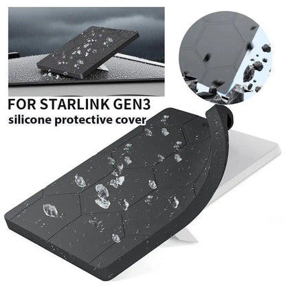 Grey shockproof silicone protective case for Starlink Gen 3 accessories, featuring antenna cover and heat dissipation shell.