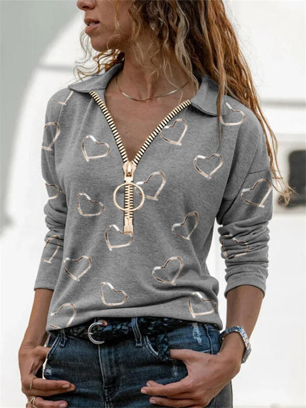 Love digital print V-neck long sleeve top by BACKUPMYFILESNOW.COM® shown in black with a colorful abstract love design.