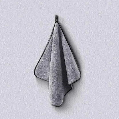 Grey microfiber car cleaning towel from BACKUPMYFILESNOW.COM®, ideal for automobile, motorcycle, glass, and household cleaning.