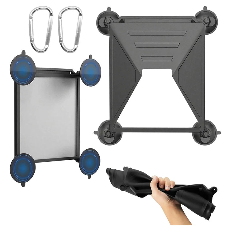 Gray silicone case for Starlink Mini with suction cups, anti-slip cover for RV and outdoor travel roof mount kit.