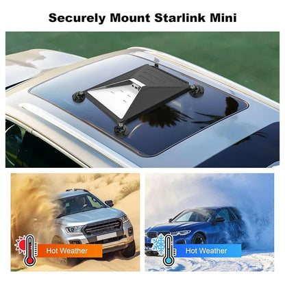 Gray silicone case for Starlink Mini with suction cups, anti-slip protective cover for RV and outdoor travel roof mount kit.