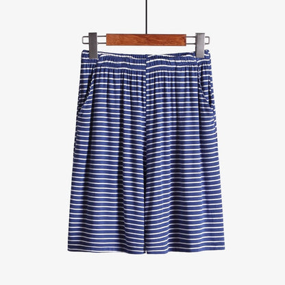 Plus size striped loose-fitting loungewear shorts from BACKUPMYFILESNOW.COM® with comfortable, casual design and soft fabric.