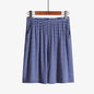 Plus size striped loose-fitting loungewear shorts with comfortable elastic waistband, ideal for relaxing at home