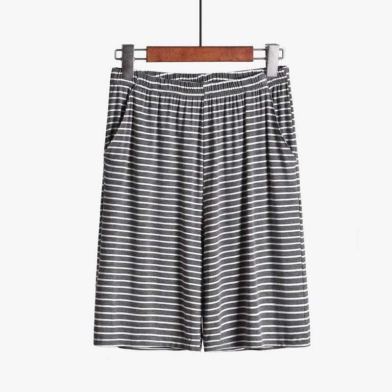 Plus size striped loose-fitting loungewear shorts with a relaxed fit and comfortable fabric, perfect for casual wear.