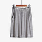 Plus size striped loose-fitting loungewear shorts in soft fabric, featuring comfortable elastic waistband and relaxed fit.