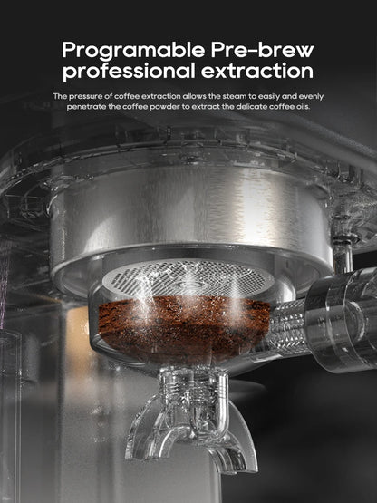 HiBREW 20Bar semi-automatic espresso coffee machine with 58mm portafilter, adjustable temperature, metal case, for hot and cold coffee.
