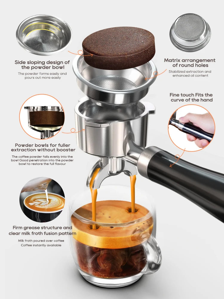 HiBREW 20Bar semi-automatic espresso coffee machine with 58mm portafilter, metal case, temperature adjustable, for cold and hot coffee brewing