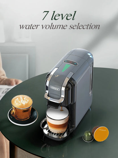 HiBREW 5-in-1 capsule coffee machine with hot and cold options, featuring Nespresso, Dolce Gusto, ESE pods, and ground coffee.