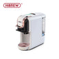 HiBREW 5-in-1 capsule coffee machine with hot/cold options, Nespresso and Dolce Gusto capsules, 20-bar pressure, in a modern kitchen setting.