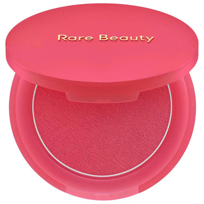 Rare Beauty cream to powder matte blush with bouncy, cushiony texture, long-lasting, waterproof, and natural brightening flush.