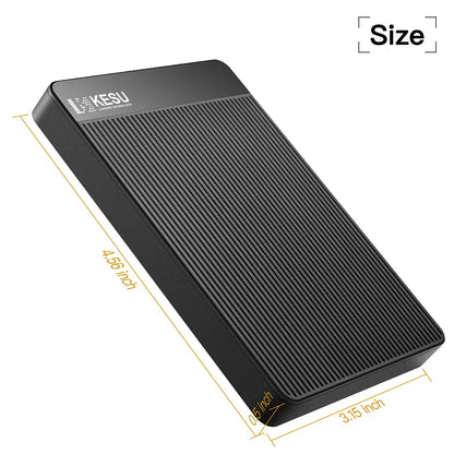 Red KESU 2.5-inch portable external hard drive with USB 3.0, 500GB and 1TB capacities, designed for fast data transfer and backup.