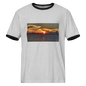 Unisex Heather Gray and Black Ringer T-Shirt by Next Level 3604, featuring retro-style collar and sleeve design.