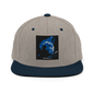 Heather grey and navy classic snapback hat by Yupoong 6089M featuring adjustable strap and structured crown.