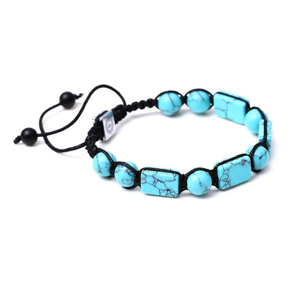 Black Hematite 10mm natural crystal bead chakra healing woven adjustable bracelet for women and men, featuring an irregular design and charm.