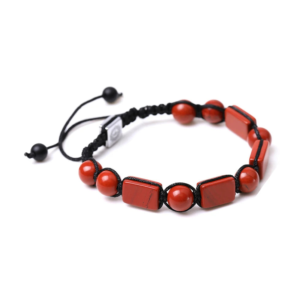 Black Hematite chakra healing bracelet with 10mm irregular natural crystal beads, woven adjustable design for women, men, and girls.