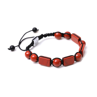Black Hematite chakra healing bracelet with 10mm irregular natural crystal beads, woven adjustable design for women, men, and girls.