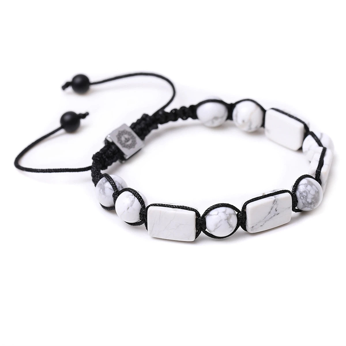 Black Hematite chakra healing bracelet with 10mm natural crystal beads, woven adjustable design for women, men, and girls.