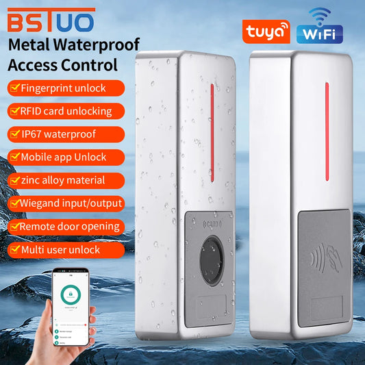 BackupMyFilesNow.com Tuya APP smart RFID access control machine with waterproof IP67, WiFi remote door opening, supports 125KHz/13.56MHz cards.