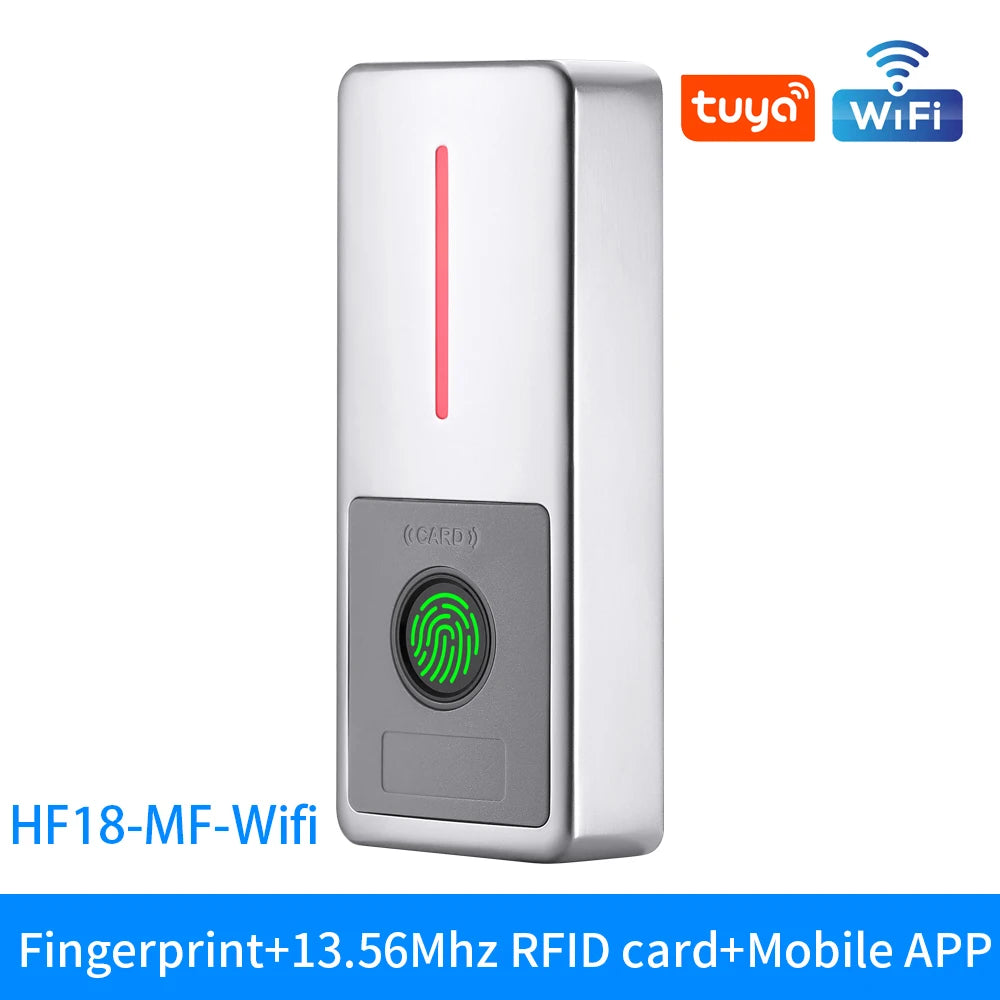 Tuya APP Smart IP67 waterproof access control machine with RFID card reader supporting 125KHz/13.56MHz and WiFi remote door open