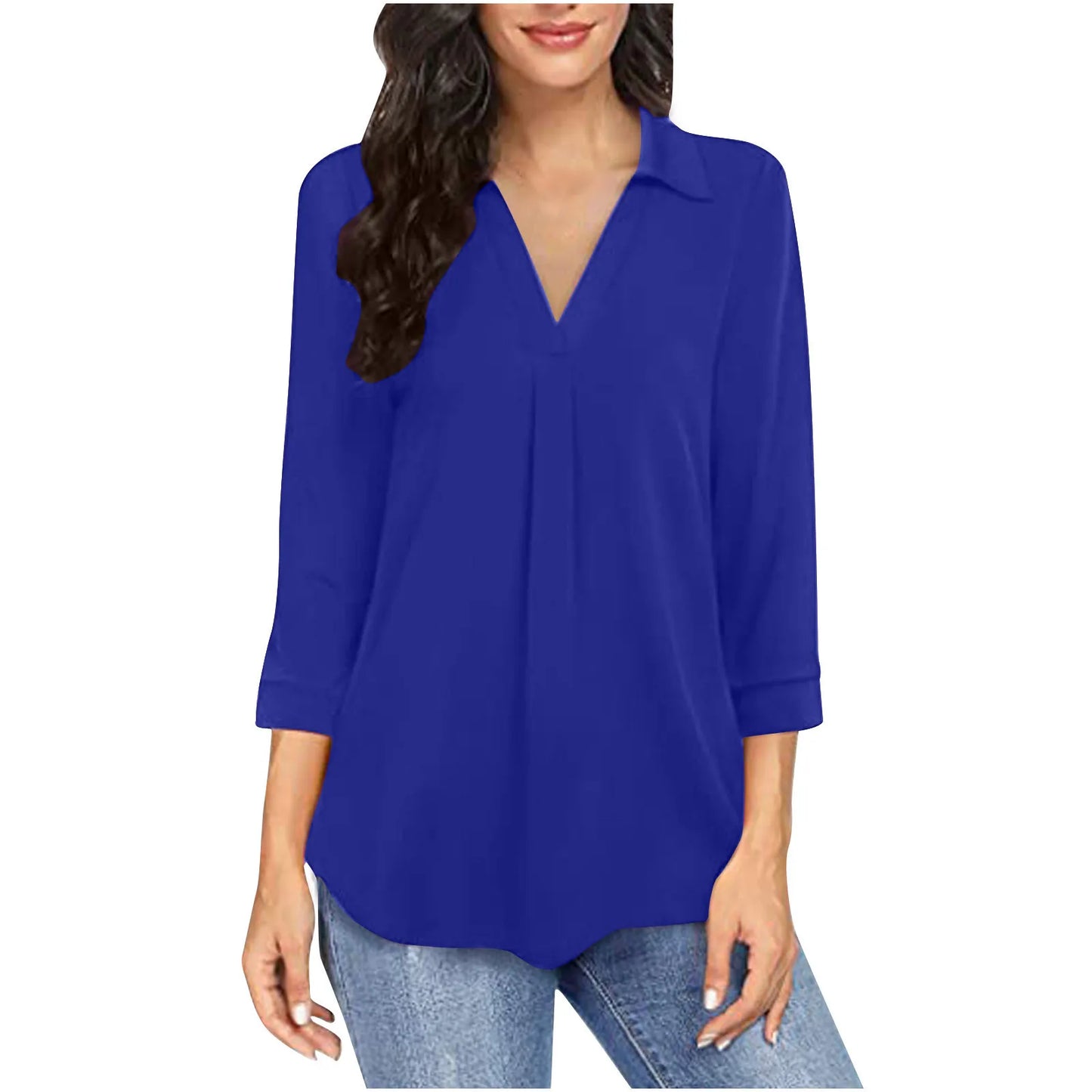 Black ladies V-neck blouse with long sleeves, loose fit, casual style, plus size 5XL, suitable for summer, by BackupMyFilesNow.com