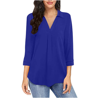 Black ladies V-neck blouse with long sleeves, loose fit, casual style, plus size 5XL, suitable for summer, by BackupMyFilesNow.com