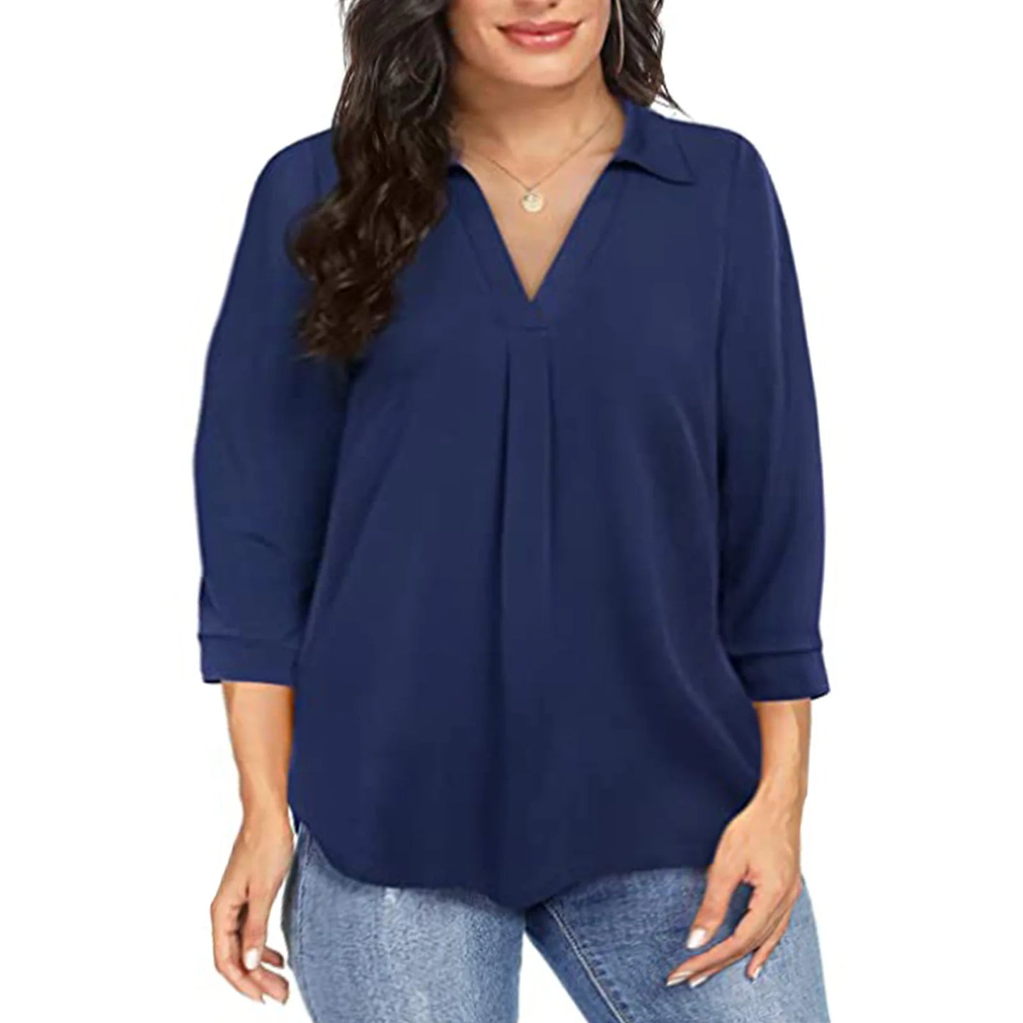 Black ladies V-neck blouse with long sleeves, casual loose fit, solid color, suitable for summer, plus size 5XL, fashion pullover.