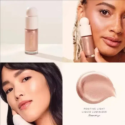 Rare Beauty liquid blush cream with sheer dewy finish, portable multi-use cheek and lip tint for a natural, gentle makeup look.
