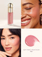 Rare Beauty matte long-lasting soft-focus blush in a smooth cream-to-powder liquid formula, sweatproof and hydrating makeup.
