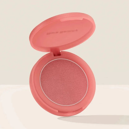 Rare Beauty soft-focus matte blush in cream-to-powder formula, showcasing a smooth, hydrating, sweatproof, waterproof liquid blush application.