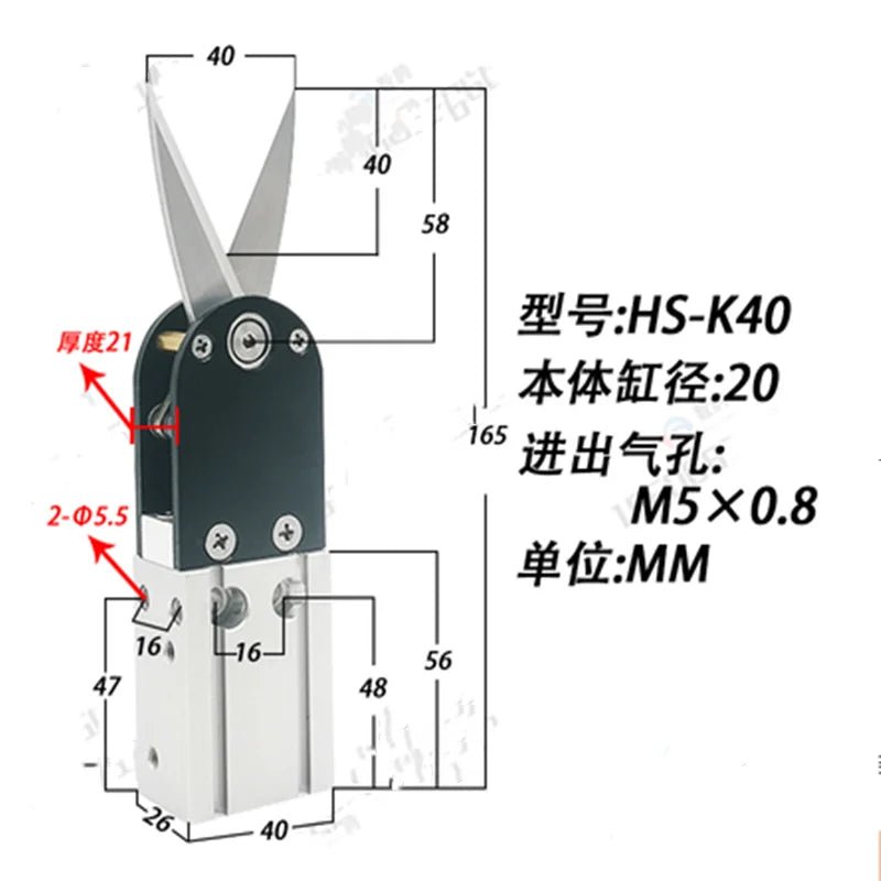 Pneumatic scissors for N95 mask machine, HS-K56, HS-K40, HS-K25, HS-K18, HS-K12, air blade nippers, durable metal design