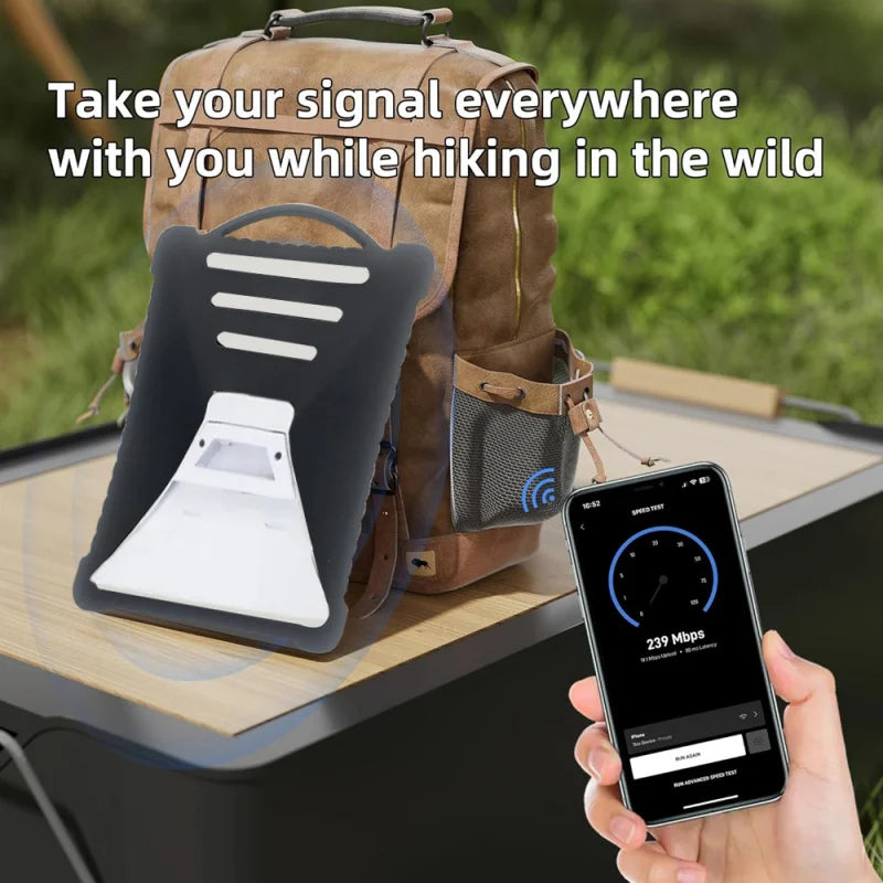 Starlink Mini protective silicone case by BACKUPMYFILESNOW.COM® for satellite antenna accessories, shockproof and portable travel storage