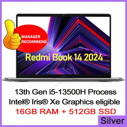 Xiaomi Redmi Book 14 2024 laptop with 14-inch 2.8K 120Hz display, Intel i5 13500H, 16GB RAM, 512GB storage, sleek design