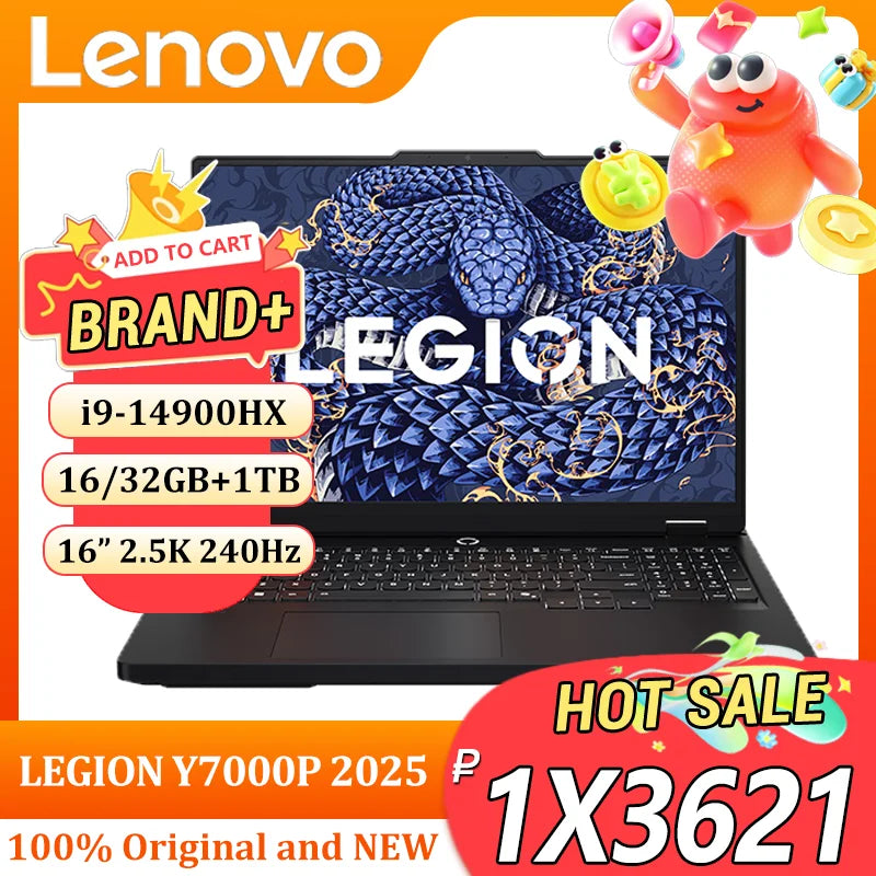 Lenovo Legion Y7000P 2025 gaming laptop with 16-inch 2.5K display, Intel i9-14900HX, RTX 5060, 16GB RAM, 1TB SSD