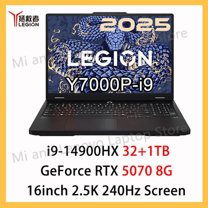 Lenovo Legion Y7000P gaming laptop with 16-inch 2.5K display, Intel i9-14900HX, RTX 5060, 16GB RAM, 1TB storage