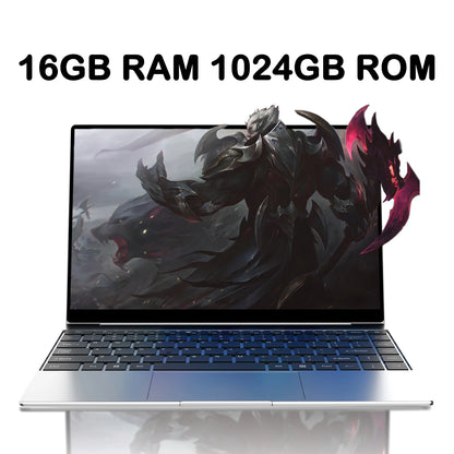 14.1-inch Intel Core i9-9900 gaming laptop with 32GB RAM, 2TB SSD, Windows 11 Pro, ultra-slim design, HD display.