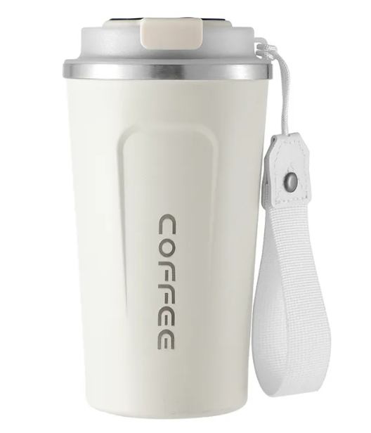 White BACKUPMYFILESNOW.COM® Smart Coffee Cup with 510ml capacity, featuring intelligent design and sleek style.