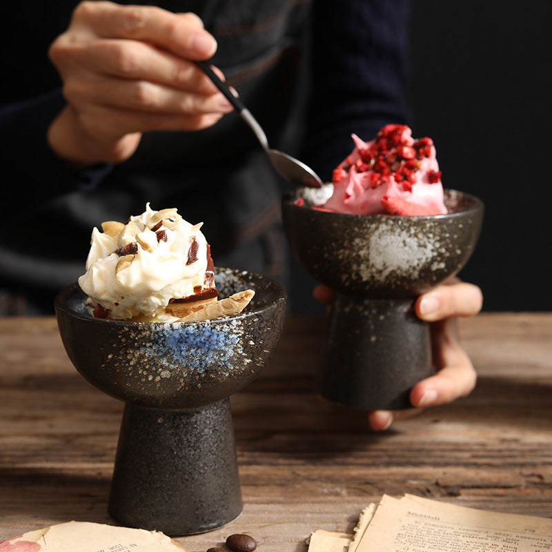 Japanese-style ceramic tall bowl for snacks, featuring a sleek design with vibrant patterns, perfect for serving small portions.