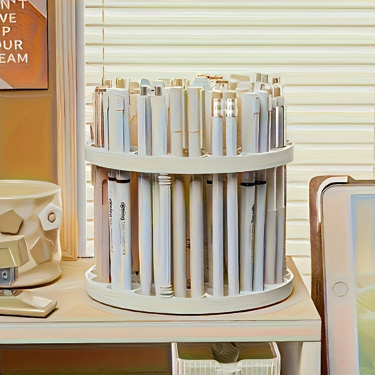 45-hole desktop organizer for pens, brushes, and stationery, ideal for office, art supplies, and student desk organization.