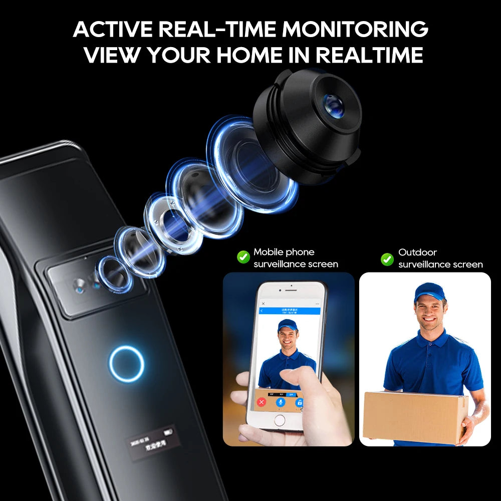 SANKESONG Tuya Smart 3D Face Door Lock with biometric fingerprint scanner and security camera for keyless access.