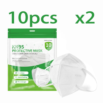Set of 50/100 black and white adult KN95 masks with 5-layer breathable design and adjustable nose bridge for facial and travel use