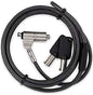Targus DEFCON Trapezoid Keyed Cable Lock securing a laptop and desktop computer for theft prevention.