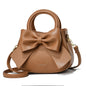 Khaki women's crossbody bag with top handle, bow tie detail, shoulder strap, tote style, from BACKUPMYFILESNOW.COM®.