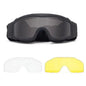 BackupMyFilesNow.com khaki airsoft tactical goggles with three lenses, windproof, dust-proof, UV protection for shooting and motocross.
