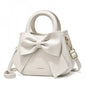 Stylish khaki single-shoulder handbag for women with bow detail, high-end trendy crossbody bag for commuting by BACKUPMYFILESNOW.COM®