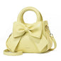 Fashionable khaki single-shoulder women's handbag with bow, trendy high-end crossbody bag for commuting.