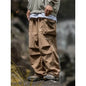 Men's waterproof hip hop mountaineering pants in black, casual Harajuku work style with cargo pockets, suitable for spring and autumn.