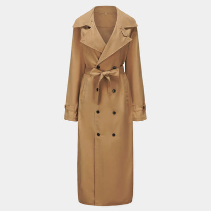 Men's khaki streetwear trench coat by BACKUPMYFILESNOW.COM, overlong British style jacket with epaulets for spring fashion.