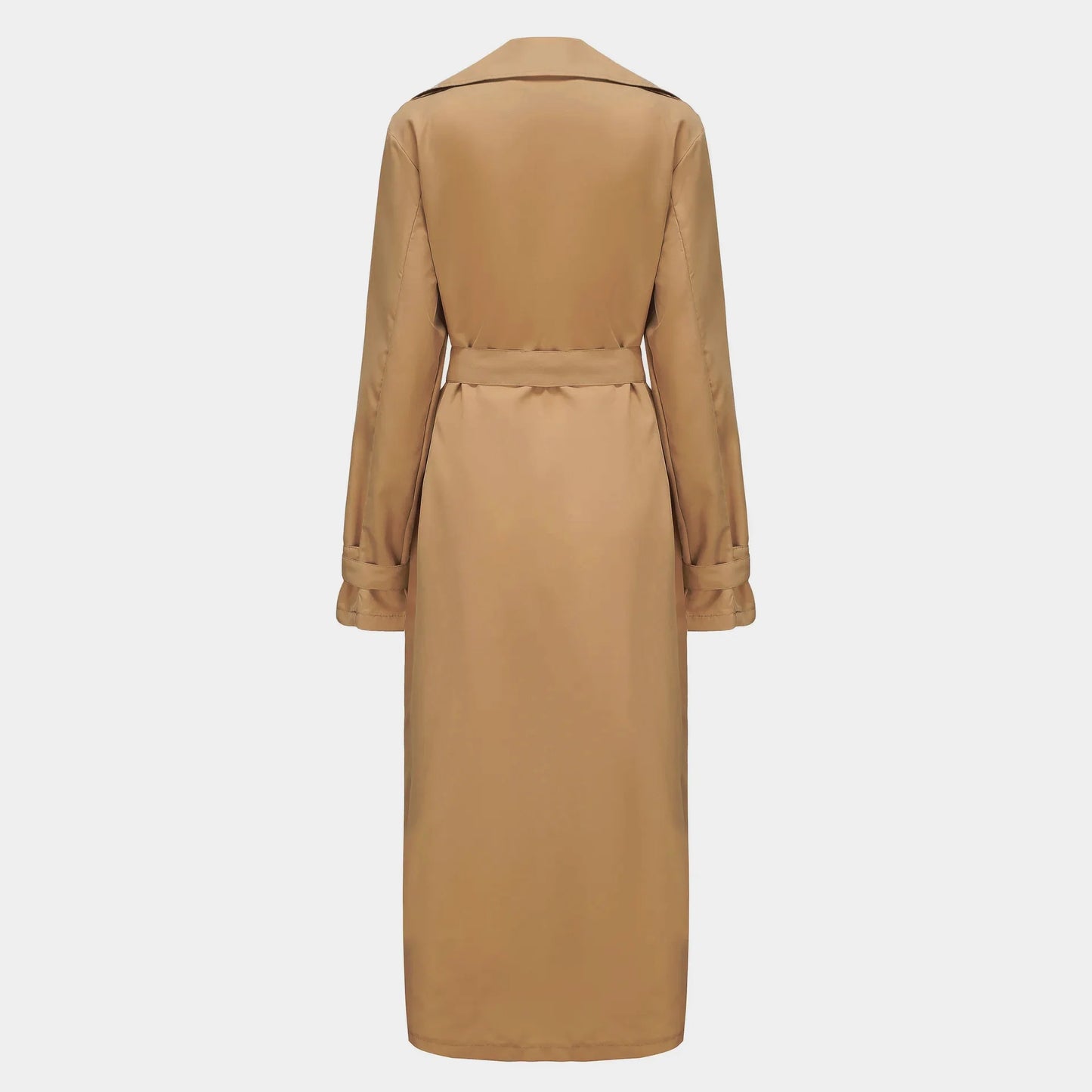 Men's khaki streetwear trench coat with epaulets, overlong design, designer British style, suitable for spring.